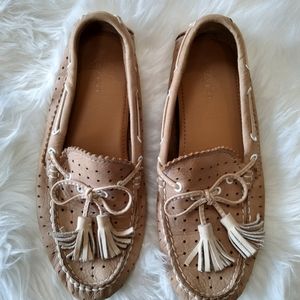 Coach beige loafers with fringe size 6.5